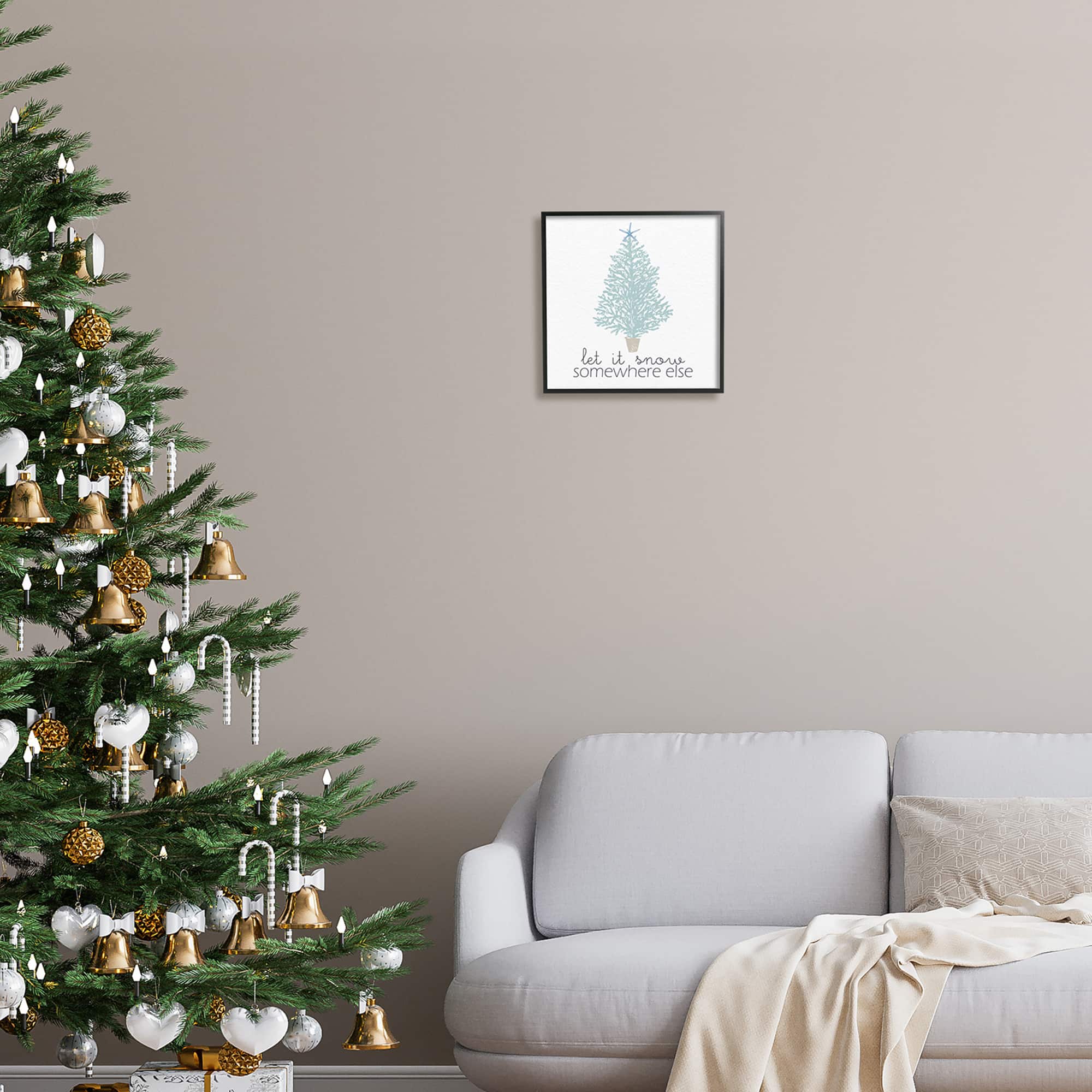 Stupell Industries Snow Somewhere Else Holiday Tree Framed Giclee Art